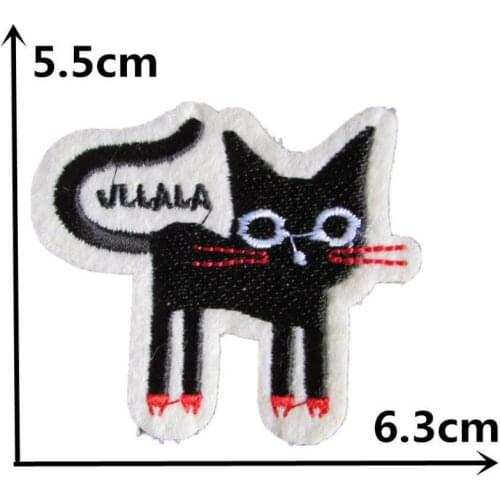 100pcs/lot Embroidery Patches Animal Black Cat Letter Backpack Clothing Decoration Accessories Diy Iron Heat Transfer Applique