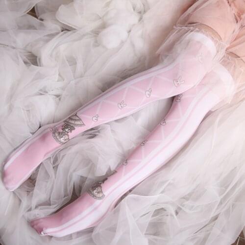 120D Soft sister Lolita rabbit thigh socks cartoon cute fan socks tall stockings double-sided printing COS socks