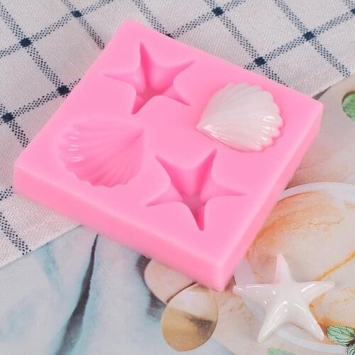 Homemade Shell Starfish 3D Silicone Mold Shape DIY Fondant Cake Baking Mold Chocolate Wedding Cake Decorating Tool