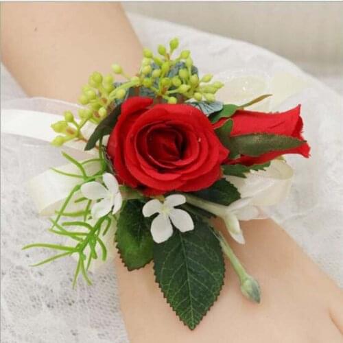 6Pcs/Lot High-quality bridesmaid wrist flowers Bridesmaids decorate wrist flowers Party ceremony ladies wrist flowers