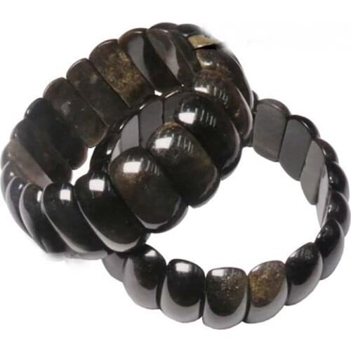 9x23mm Natural Obsidian stone bracelet for men and womens Valentines day fashion jewerly bracelet and bracelet mens gift 8