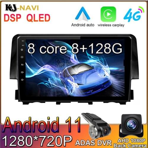 8-Core 6+128GB Android 11 For Honda Civic 2016-2019 Car Video Player Radio Multimedia GPS Navigation NO DVD