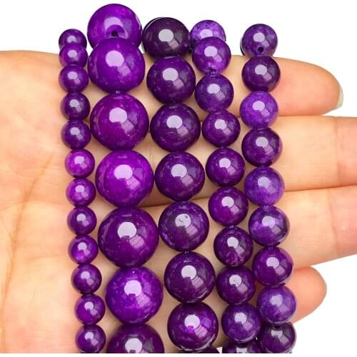 Natural Stone Dark Purple Sugilite Jades Beads Round Spacer Loose Beads For Jewelry Making 6/8/10/12mm DIY Bracelet Accessories