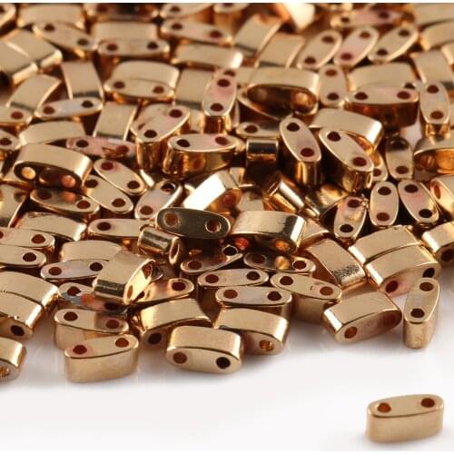 Tila Beads Two Hole 14K Gold Czech Glass Acrylic Beads for Needlework Jewelry Making Miyuki Vintage Tila Bracelets Accessories