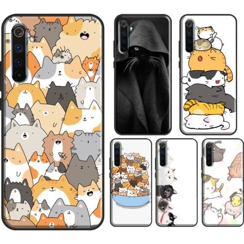 Kawaii Neko Cat Phone Case For Realme 7 Pro 8 Pro 6 Pro Q3 GT C3 C21 Cover For OnePlus 9 Pro 7 8 T 9R Nord
