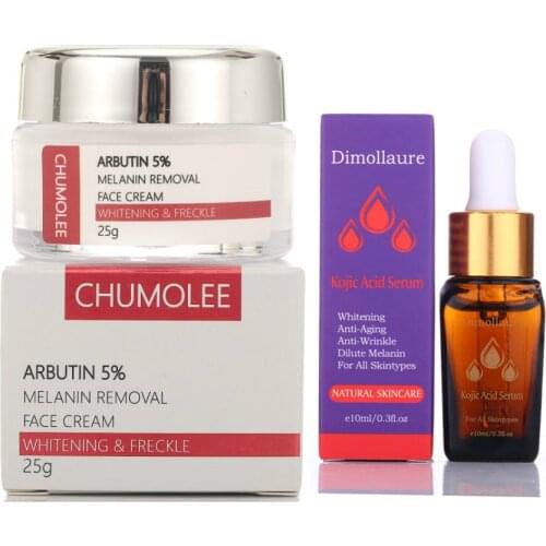 CHUMOLEE Arbutin 5% Whitening Freckle Cream +Kojic Acid Serum Fade Melasma Acne Dark Spot Melanin Pigment Moisturizer Face cream