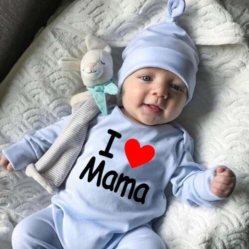 I Love Mama Design Printing Jumpsuit Newborn WhiteBodysuit Long Sleeve Kids clothes 0-24Months Cute letter clothing