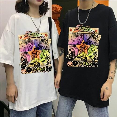 2020 Harajuku JOJOs Bizarre Adventure Unisex T Shirt Japan Anime Summer Top Jojo Graphic Tshirt Plus Size Cartoon Female