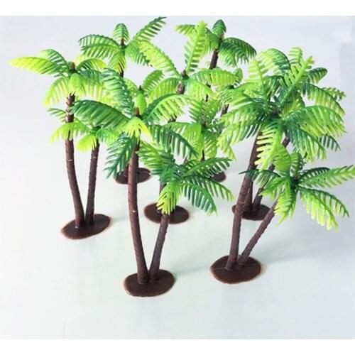 Hot 10pcs/set Handmade Plastic Mini Simulation Coconut Tree Fish Tank Aquarium Landscape Home Decor for Display
