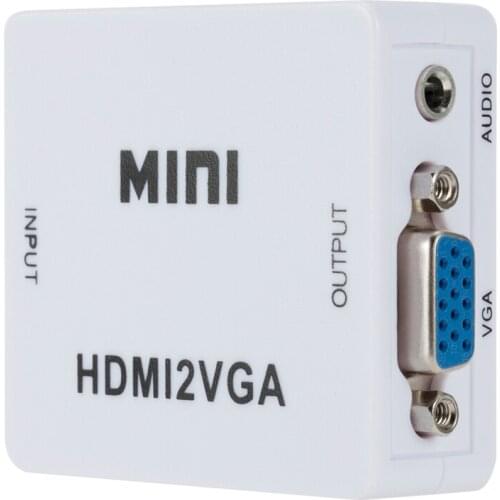 Hot Sale VGA to HDMI-compatible-compatible Full HD 1080P Video Converter Box Adapter for PC Laptop DVD TV