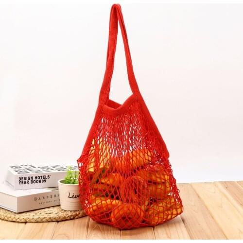 Cotton Mesh Net String Shopping Bag Reusable Foldable Fruit Storage Handbag Totes Women Shopping Mesh Net Grocery Tote Bag 2020