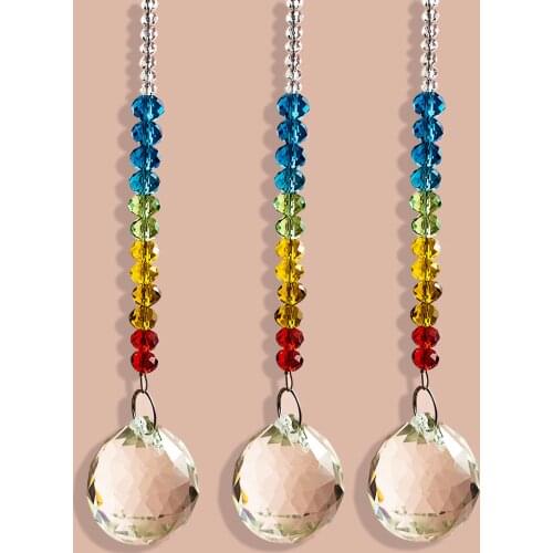 Colorful Crystal Beads Chandelier Crystal Prisms Suncatchers Hanging Ornament Chakra Crystal Pendants Garden Home Wedding Decor