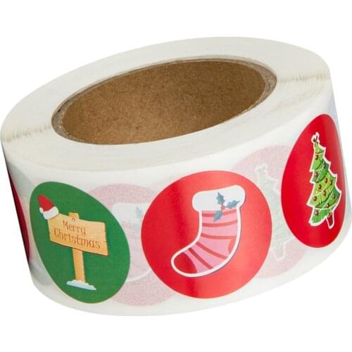 500pcs 1 Inch Round Circle Kawaii Xmas Label Stickers Envelope Bag Seals Decorations Ornaments Party Supplies