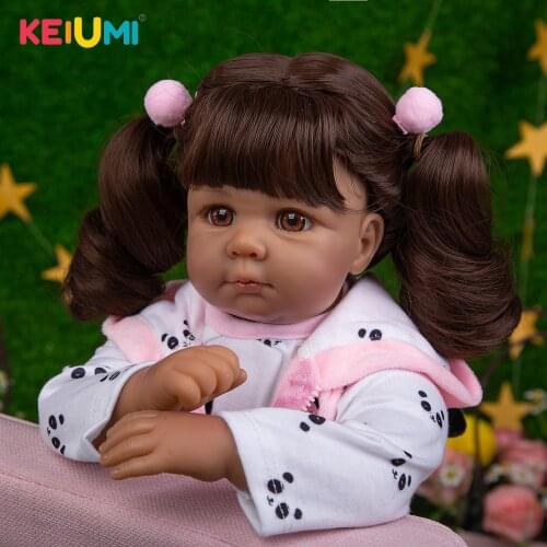KEIUMI 20Inch Reborn Baby Doll Cloth Body New Arrival Newborn Panda Clothes Girl Curls For Childrens Day Gift