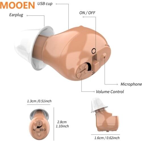 Mini USB Rechargeable Hearing Aids Ear Hearing Amplifier Adjustable Tone Hearing Aid Sound Amplifier Hearing Device for Elderly