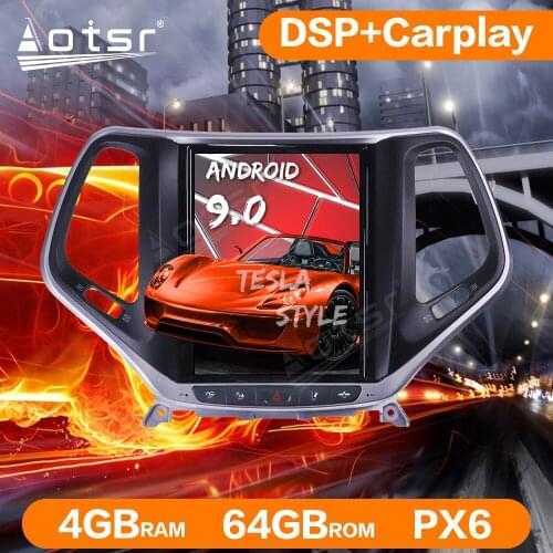 For JEEP Cherokee 2014-2019 Tesla Style Android 9.0 4G 64GB HD Auto Stereo Car GPS Navigation Radio Multimedia Player Head Unit