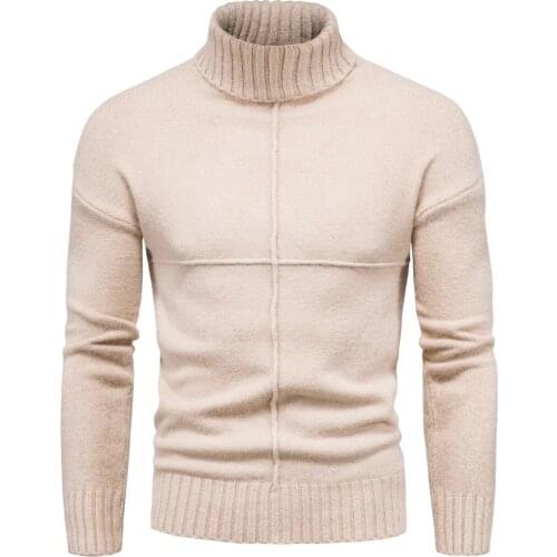 Mens Knit Pullovers Turtleneck Fashion Casual Outerwear Sweaters