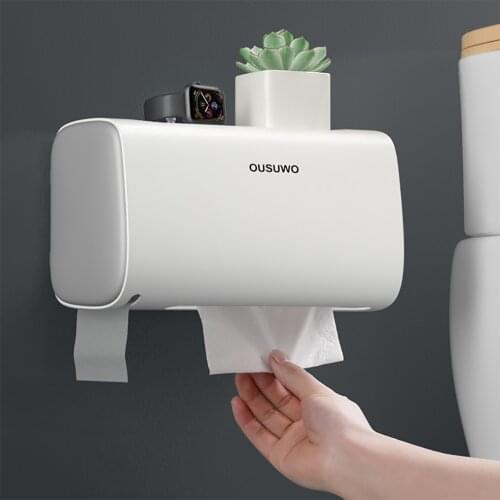 New Bathroom facilities tissue box double rack toilet household free punch waterproof toilet paper holder paper towel dispenser