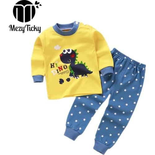 Autumn Winter Cheap Newborn Clothing Baby Toddler Underwear Children Casual Pajamas Girls Noys Cartoon Dot Cotton Clothes Sets