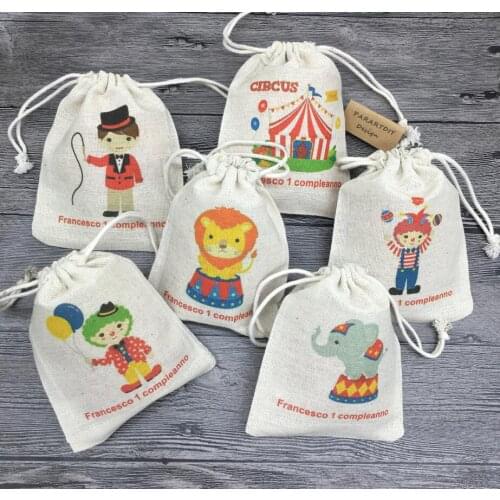 Customize any language Circus Goodie Favor Bags-Carnival Birthday Favor Bags personalize Kids Birthday bapstism baby shower Bags