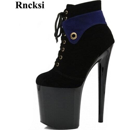 Rncksi New Lady Party 20cm High Heels, Thick Roots, Zipper, Pole Dancing Boots, 7in Sexy High Boots For Women Ankle Boots Shoes