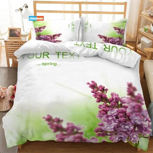 Lilac Flowers 3 Pcs Luxury Duvet Cover Set Fashion Bedding Sets Comforter Duvet Cover Pillowcase Home Textiles
