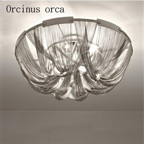 Modern minimalist luxury tassels aluminum chains ceiling lights atmosphere living room bedroom hotel villa lamp Postage free