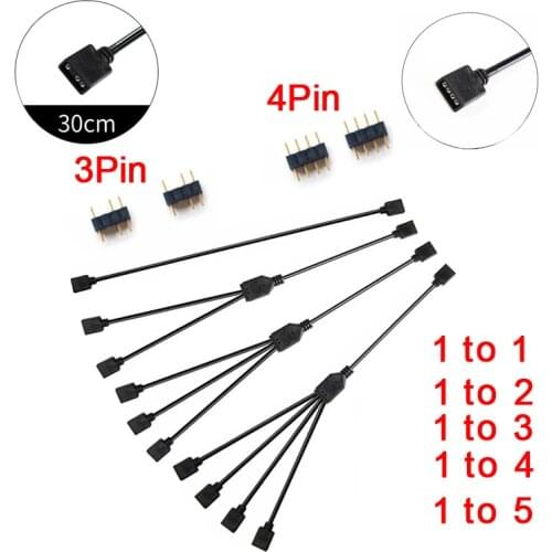 ARGB 5V 3Pin Extension Cable Adapter 30cm 1 to 1 2 3 4 5 12v 4pin RGB Splitter Cable for MSI A SUS ASRock AURA LED