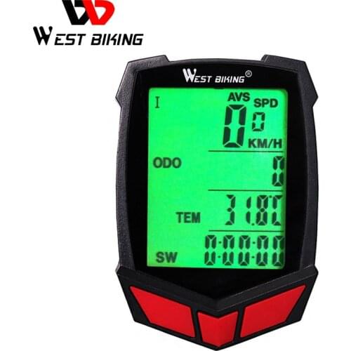 WEST BIKING Bicycle Computer Waterproof Speedometer Odometer 20 Functions Cycling Luminous LED Wired/Wireless MTB Bike Stopwatch