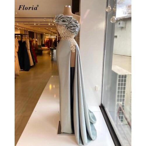 Vintage Gray Mermaid Evening Dresses Long One Shoulder Mother Of Brides Dresses Formal Wedding Party Dresses Vestidos Formales