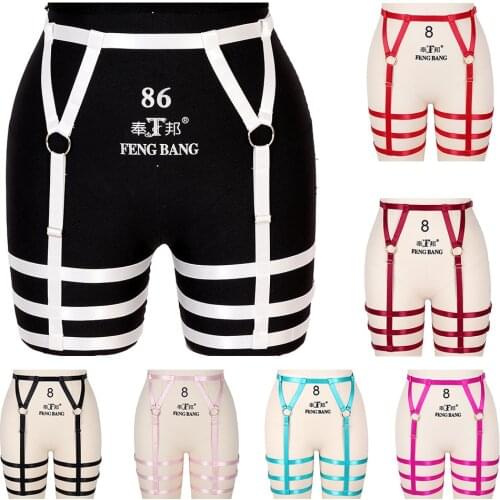 Womens leg straps Cage-style thigh adjustable garter belt Harajuku waist Gothic loop leg straps suitable for Rave clothing