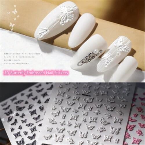 1sheet 3D Nail Art Stickers Butterfly Embossed Nail Decorations Designs Water Decals Fashion Embossed Nails Tattoo Accessories