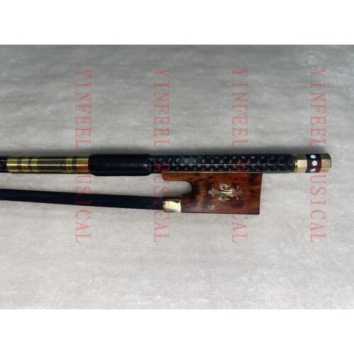 1pc plaid Carbon fiber violin bow 4/4size full size new black horse hair professional Gold snakewood frog