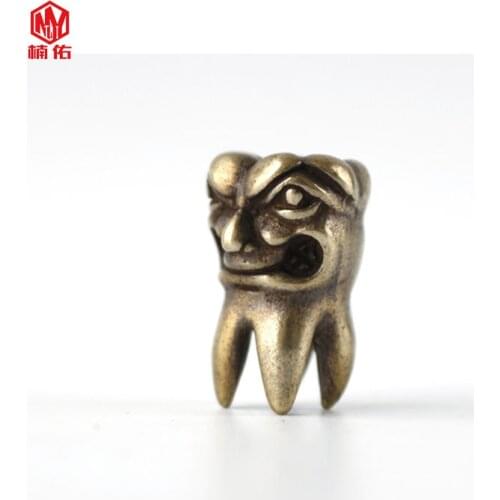 1PC Lucky Teeth Wisdom Teeth Retro Brass Copper Oxide EDC Paracord Beads Umbrella Rope Cord Lanyard Pendants Knife Beads