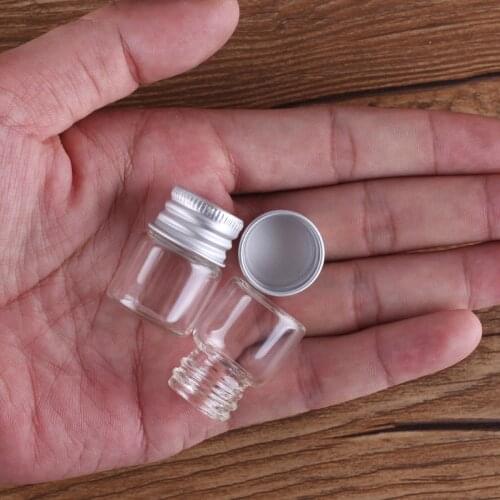 10pcs 5ml 22*30mm Clear Glass Bottles with Aluminum Caps Tiny Empty Glass Jars DIY Crafts Vials Tiny Glass Jars