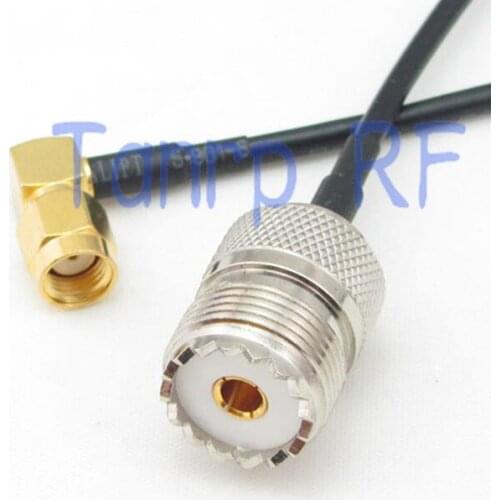 10pc 8in UHF female SO-239 to RP-SMA male right angle RF connector adapter 20CM Pigtail coaxial jumper cable RG174 extension