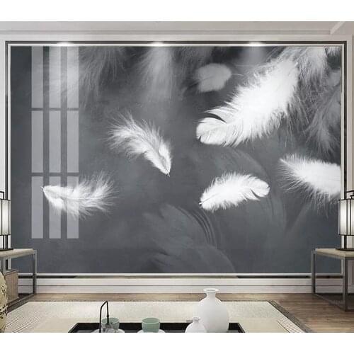 XUE SU custom large 3D wallpaper mural modern minimalist white feather living room background wall decoration wallpaper mural