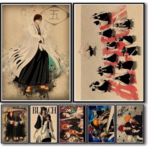 40 Designs Anime Bleach Kraftpaper Poster Cartoon Painting Wall Sticker for Coffee House Bar