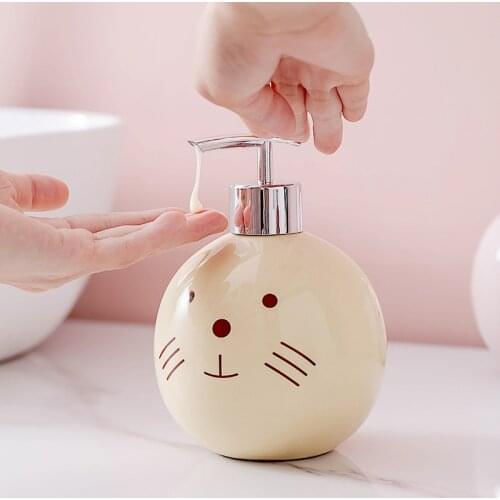 500ML Cute Animal Pattern Ceramics Emulsion Bottles Latex Bottles Liquid Soap Dispensers Toilet Bathroom Set Home Decoration