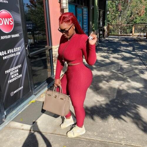 50BN7131 Autumn Winter Women Casual Fashion Solid High Elasticity Sports Two Piece Set Top and Pants Tracksuit Sweatsuit Outfits