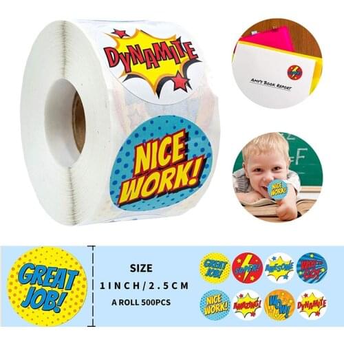 8 Designs Cartoon Words Super Hero Reward Sticker Little Boy and Girl Child Toy Sticker School Reward Sticker Decorative Labels