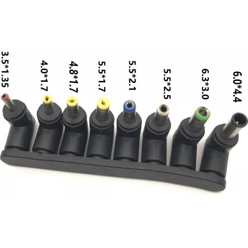 90 Degree Angled 8 In 1 Universal DC 5.5x2.1mm Female To 5.5*2.5 4.8/4.0*1.7mm DC Male Plugs Power Connector For Laptop