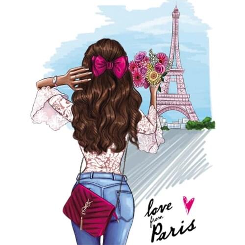 Love Paris Diy Accessories Patch A-Level Washable Stripe Thermal Transfer Garment Diy Appliques On Clothes Girl Favorite