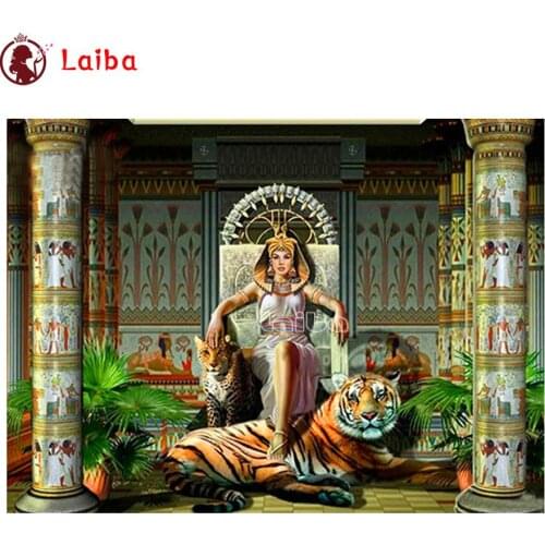Egyptian woman and tiger diamond painting Beauty and Leopard 5d diy handmade embroidery kit full square/round drill home decor