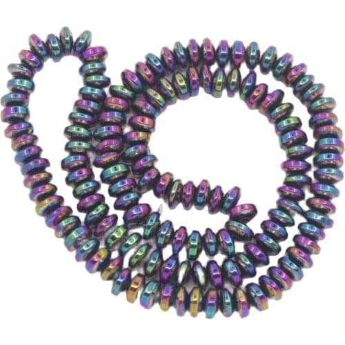 3mmX6mm Abacus Rainbow color Hematite Loose Beads stone 16" Jewelry Making DIY
