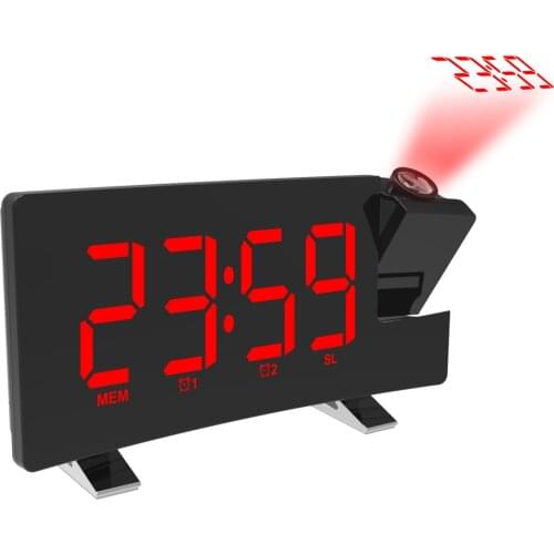 Modern Desktop Decoration Alarm Clock Led Screen Projection Clock Radio Weather Forecast Clock Thermo-hygrometer Alarm Clock