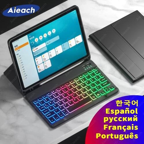 Rainbow Keyboard Case For iPad Pro 11 Case 2021 2020 With Pencil Holder Case For iPad 7th 8th Generation 5th 6th Air 2 3 4 Case