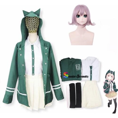 Chiaki Nanami Cosplay Costume Danganronpa 2 backpack headwear wig School Uniform Japanese Anime Halloween Costume For Women Girl