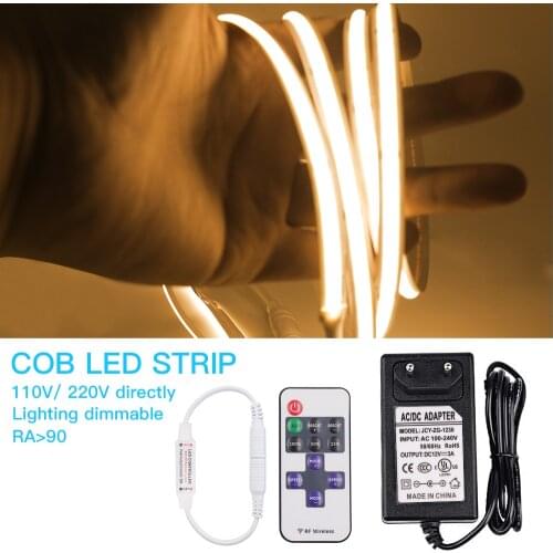 DC 12V DC 24V Dimmable COB LED Strip 320 384 528 LEDs/m Warm white /Nature White/Cool White Flexible Ribbon COB Led Light Lamp