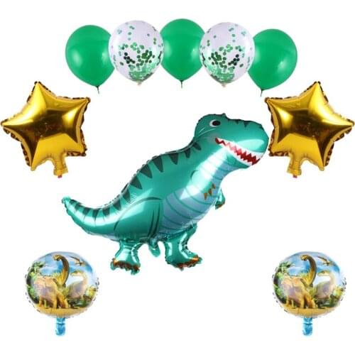 Dinosaur Foil Balloons 1 Set Of 10pcs Green Latex Ballon Forest Theme Jungle Party Children Birthday Baby Shower Decorations